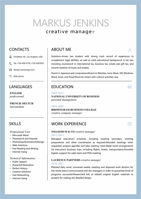 文艺清新英文简历 02英文简历word模板